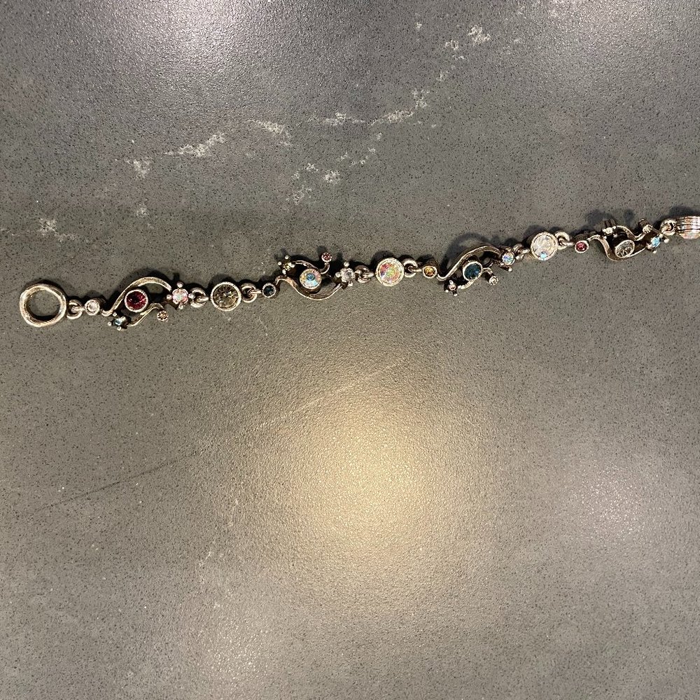Silver-tone Bracelet with Blue, Purple, Crystal "Beads"